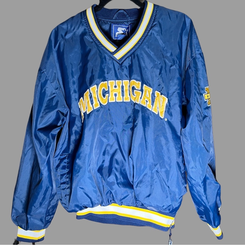 90s Starter Michigan Wolverines Pullover Sweatshirt Vintage Windbreaker | L |